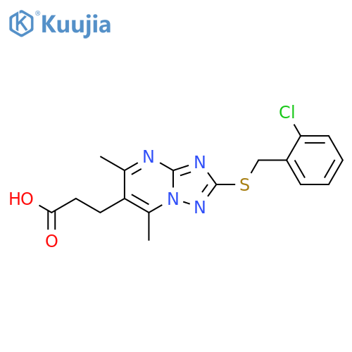 3-(2-{[(2-chlorophenyl)methyl]sulfanyl}-5,7-dimethyl-[1,2,4]triazolo[1,5-a]pyrimidin-6-yl)propanoic acid structure