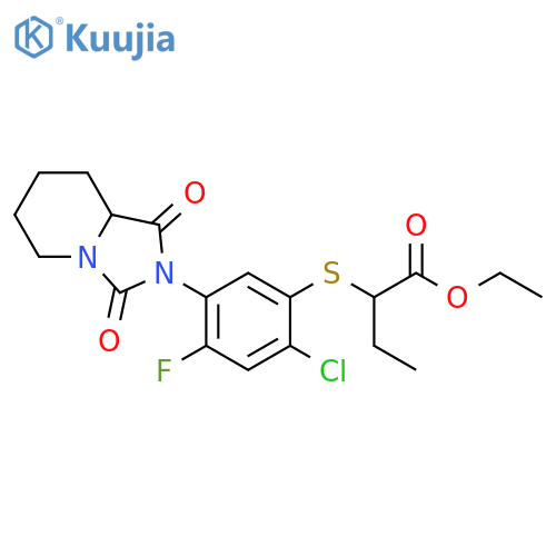 Butanoic acid, 2-[[2-chloro-4-fluoro-5-(hexahydro-1,3-dioxoimidazo[1,5-a]pyridin-2(3H)-yl)phenyl]thio]-, ethyl ester structure