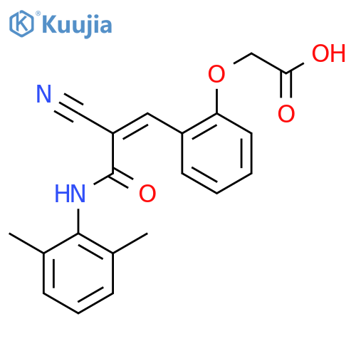 2-[2-[(Z)-2-cyano-3-(2,6-dimethylanilino)-3-oxoprop-1-enyl]phenoxy]acetic acid structure
