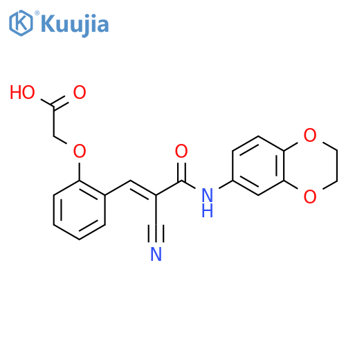 2-(2-{2-Cyano-2-[(2,3-dihydro-1,4-benzodioxin-6-yl)carbamoyl]eth-1-en-1-yl}phenoxy)acetic acid structure
