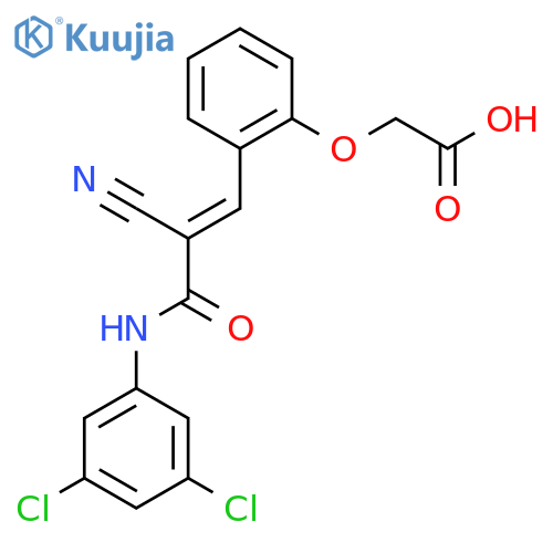 2-[2-[(E)-2-cyano-3-(3,5-dichloroanilino)-3-oxoprop-1-enyl]phenoxy]acetic acid structure