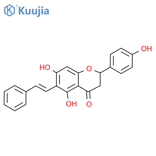 4H-​1-​Benzopyran-​4-​one, 2,​3-​dihydro-​5,​7-​dihydroxy-​2-​(4-​hydroxyphenyl)​-​6-​[(1E)​-​2-​phenylethenyl]​- structure