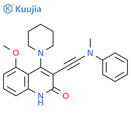 2(1H)-Quinolinone,5-methoxy-3-[(methylphenylamino)ethynyl]-4-(1-piperidinyl)- structure
