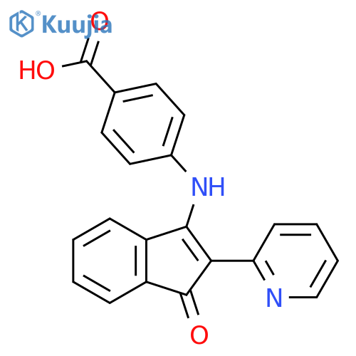 Benzoic acid, 4-[[1-oxo-2-(2-pyridinyl)-1H-inden-3-yl]amino]- structure