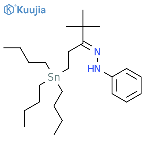3-Pentanone, 4,4-dimethyl-1-(tributylstannyl)-, phenylhydrazone structure