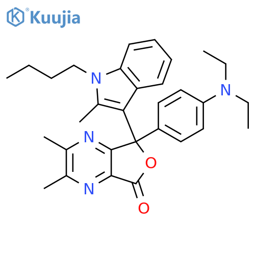 Furo[3,4-b]pyrazin-5(7H)-one, 7-(1-butyl-2-methyl-1H-indol-3-yl)-7-[4-(diethylamino)phenyl]-2,3-dimethyl- structure