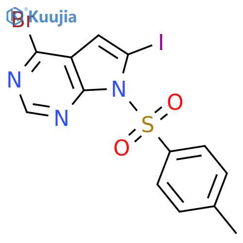 4-bromo-6-iodo-7-(p-tolylsulfonyl)pyrrolo[2,3-d]pyrimidine structure