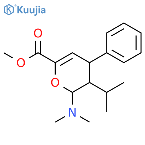 2H-Pyran-6-carboxylic acid,2-(dimethylamino)-3,4-dihydro-3-(1-methylethyl)-4-phenyl-, methyl ester structure