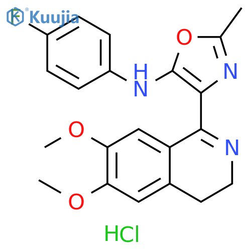 5-Oxazolamine, 4-(3,4-dihydro-6,7-dimethoxy-1-isoquinolinyl)-N-(4-fluorophenyl)-2-methyl-, hydrochloride (1:) structure
