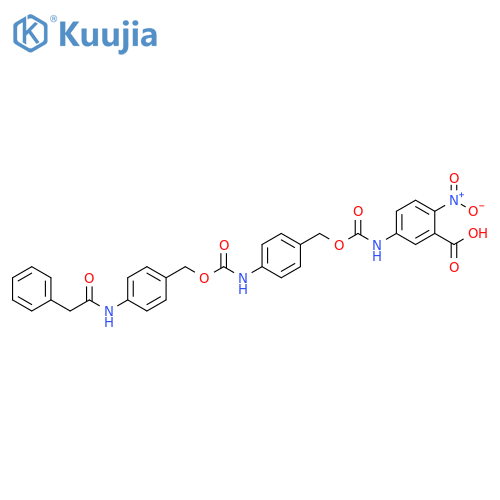 Benzoic acid, 2-nitro-5-[[[[4-[[[[4-[(2-phenylacetyl)amino]phenyl]methoxy]carbonyl]amino]phenyl]methoxy]carbonyl]amino]- structure
