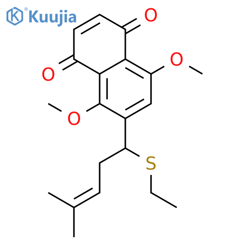 1,4-Naphthalenedione, 6-[1-(ethylthio)-4-methyl-3-penten-1-yl]-5,8-dimethoxy- structure