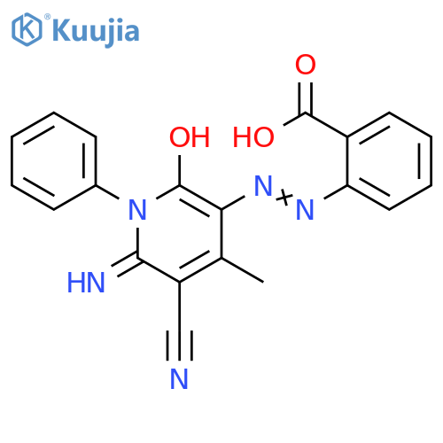 Benzoic acid,2-[(5-cyano-1,6-dihydro-2-hydroxy-6-imino-4-methyl-1-phenyl-3-pyridinyl)azo]- structure