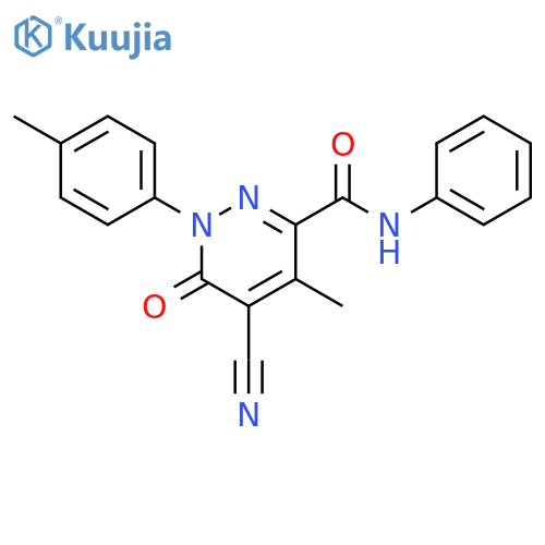 3-Pyridazinecarboxamide,5-cyano-1,6-dihydro-4-methyl-1-(4-methylphenyl)-6-oxo-N-phenyl- structure