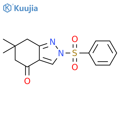 4H-Indazol-4-one, 2,5,6,7-tetrahydro-6,6-dimethyl-2-(phenylsulfonyl)- structure