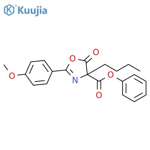4-Oxazolecarboxylic acid, 4-butyl-4,5-dihydro-2-(4-methoxyphenyl)-5-oxo-, phenyl ester structure