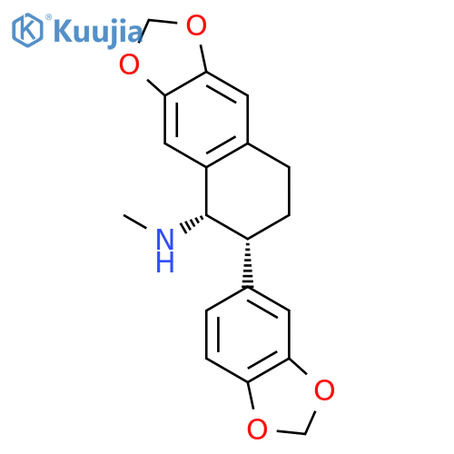 Naphtho[2,3-d]-1,3-dioxol-5-amine, 6-(1,3-benzodioxol-5-yl)-5,6,7,8-tetrahydro-N-methyl-, cis- structure