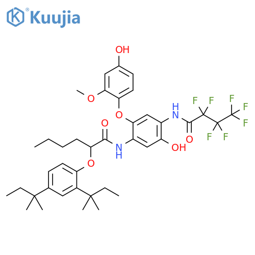 Hexanamide,2-[2,4-bis(1,1-dimethylpropyl)phenoxy]-N-[4-[(2,2,3,3,4,4,4-heptafluoro-1-oxobutyl)amino]-5-hydroxy-2-(4-hydroxy-2-methoxyphenoxy)phenyl]- structure