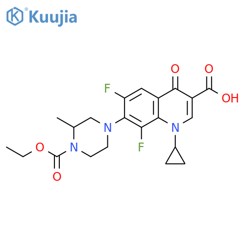 3-Quinolinecarboxylic acid,1-cyclopropyl-7-[4-(ethoxycarbonyl)-3-methyl-1-piperazinyl]-6,8-difluoro-1,4-dihydro-4-oxo- structure