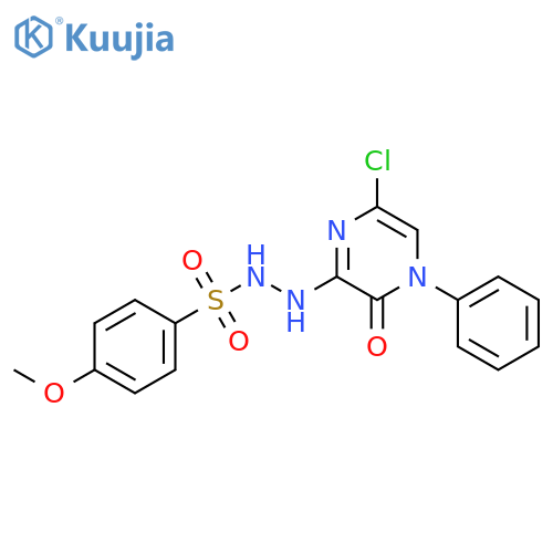 Benzenesulfonic acid, 4-methoxy-,2-(6-chloro-3,4-dihydro-3-oxo-4-phenylpyrazinyl)hydrazide structure