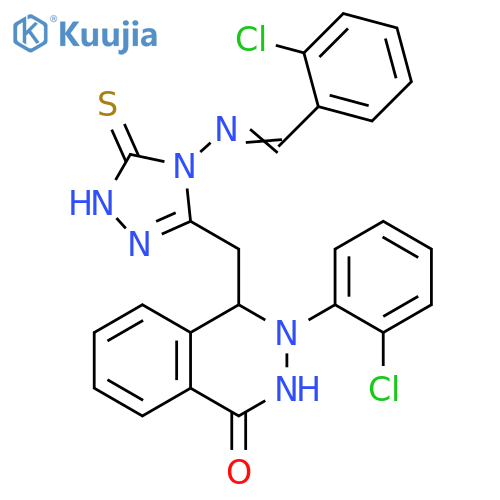 1(2H)-Phthalazinone,3-(2-chlorophenyl)-4-[[4-[[(2-chlorophenyl)methylene]amino]-4,5-dihydro-5-thioxo-1H-1,2,4-triazol-3-yl]methyl]-3,4-dihydro- structure