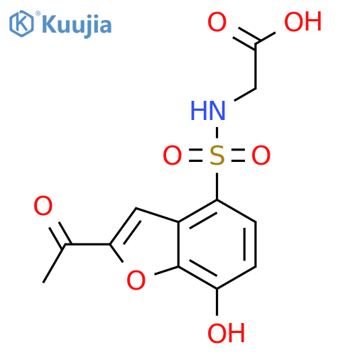 Glycine, N-[(2-acetyl-7-hydroxy-4-benzofuranyl)sulfonyl]- structure