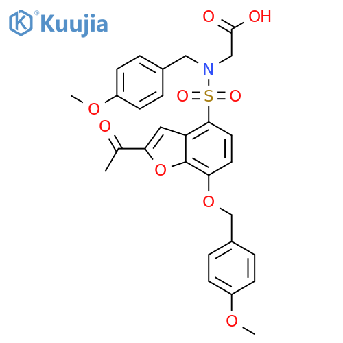 Glycine,N-[[2-acetyl-7-[(4-methoxyphenyl)methoxy]-4-benzofuranyl]sulfonyl]-N-[(4-methoxyphenyl)methyl]- structure