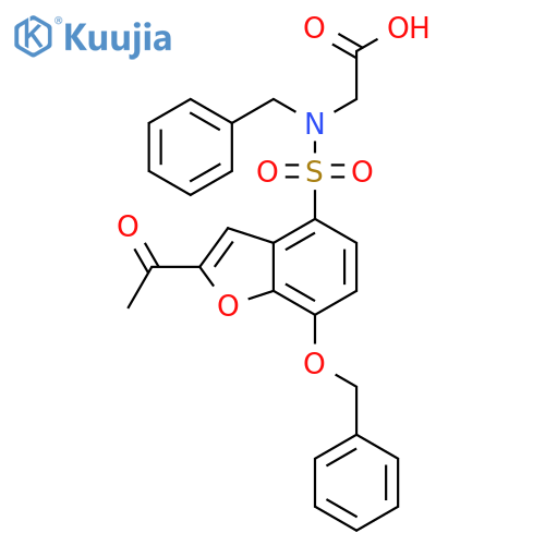 Glycine,N-[[2-acetyl-7-(phenylmethoxy)-4-benzofuranyl]sulfonyl]-N-(phenylmethyl)- structure