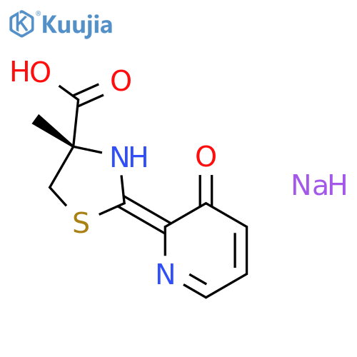 4-Thiazolecarboxylicacid, 4,5-dihydro-2-(3-hydroxy-2-pyridinyl)-4-methyl-, sodium salt (1:1), (4S)- structure