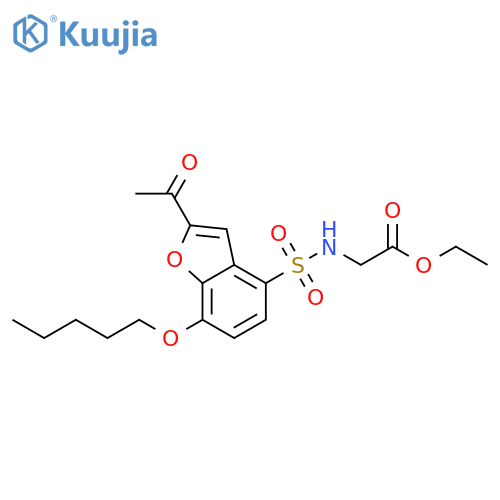 Glycine, N-[[2-acetyl-7-(pentyloxy)-4-benzofuranyl]sulfonyl]-, ethyl ester structure