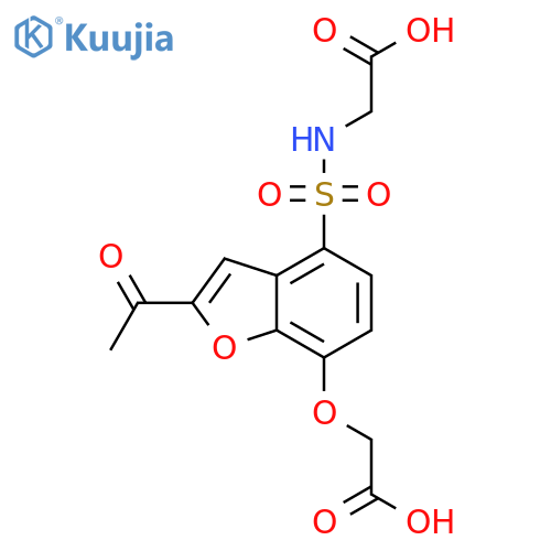 Glycine, N-[[2-acetyl-7-(carboxymethoxy)-4-benzofuranyl]sulfonyl]- structure