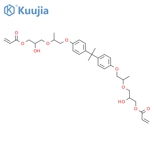 2-Propenoic acid,1,1'-[(1-methylethylidene)bis[4,1-phenyleneoxy(methyl-2,1-ethanediyl)oxy(2-hydroxy-3,1-propanediyl)]]ester structure
