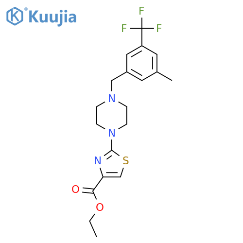 4-Thiazolecarboxylic acid,2-[4-[[3-methyl-5-(trifluoromethyl)phenyl]methyl]-1-piperazinyl]-, ethylester structure