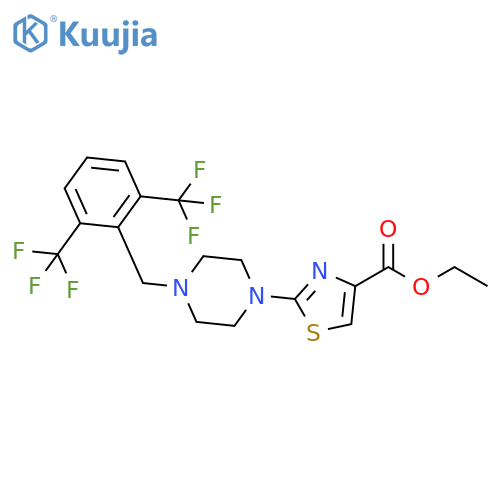 4-Thiazolecarboxylic acid,2-[4-[[2,6-bis(trifluoromethyl)phenyl]methyl]-1-piperazinyl]-, ethyl ester structure