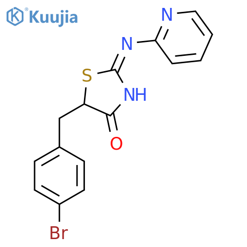 (2E)-5-[(4-bromophenyl)methyl]-2-[(pyridin-2-yl)imino]-1,3-thiazolidin-4-one structure
