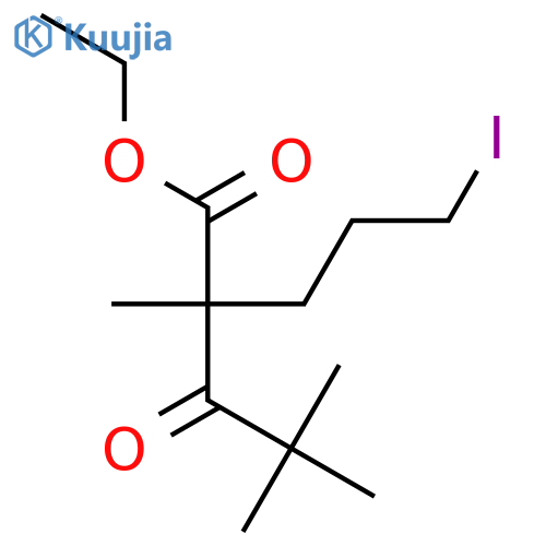 Pentanoic acid, 2-(3-iodopropyl)-2,4,4-trimethyl-3-oxo-, ethyl ester structure