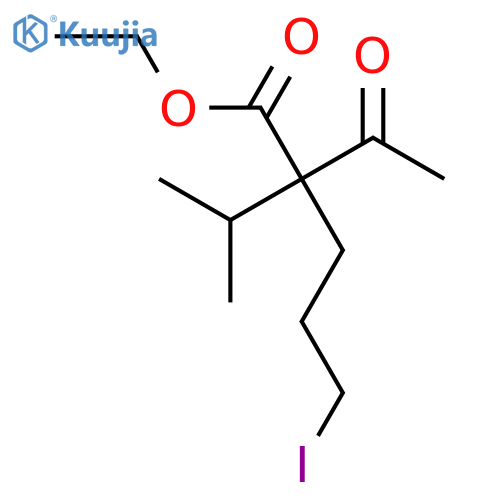 Pentanoic acid, 2-acetyl-5-iodo-2-(1-methylethyl)-, ethyl ester structure