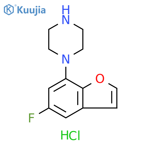 Piperazine, 1-(5-fluoro-7-benzofuranyl)-, hydrochloride (1:2) structure