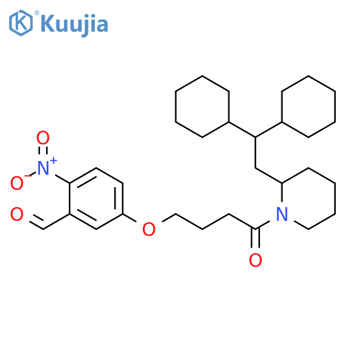 Piperidine,2-(2,2-dicyclohexylethyl)-1-[4-(3-formyl-4-nitrophenoxy)-1-oxobutyl]- structure