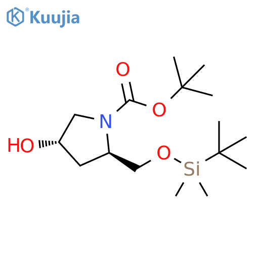 (2R,4S)-tert-butyl 2-(((tert-butyldimethylsilyl)oxy)methyl)-4-hydroxypyrrolidine-1-carboxylate structure
