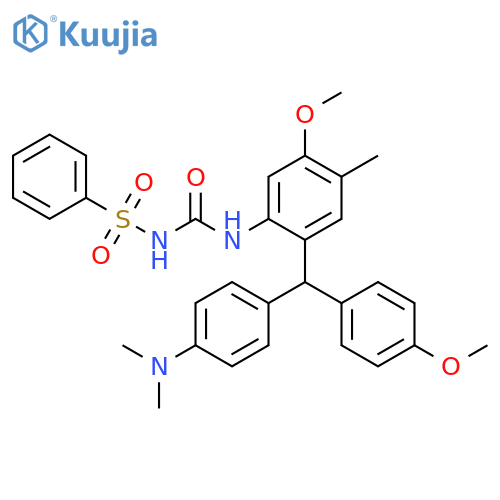 Benzenesulfonamide,N-[[[2-[[4-(dimethylamino)phenyl](4-methoxyphenyl)methyl]-5-methoxy-4-methylphenyl]amino]carbonyl]- structure