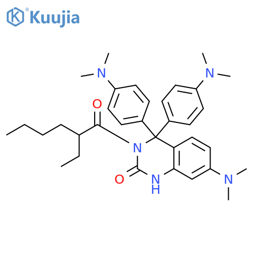 2(1H)-Quinazolinone,7-(dimethylamino)-4,4-bis[4-(dimethylamino)phenyl]-3-(2-ethyl-1-oxohexyl)-3,4-dihydro- structure