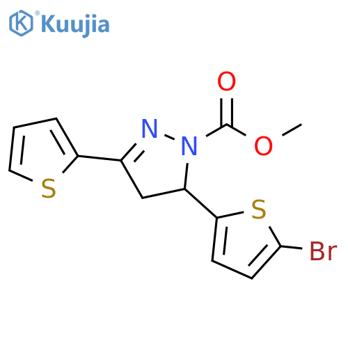 1H-Pyrazole-1-carboxylic acid, 5-(5-bromo-2-thienyl)-4,5-dihydro-3-(2-thienyl)-, methyl ester structure
