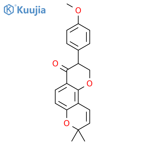 4H,8H-Benzo[1,2-b:3,4-b']dipyran-4-one, 2,3-dihydro-3-(4-methoxyphenyl)-8,8-dimethyl-, (±)- structure