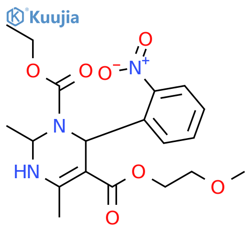 1,5(2H)-Pyrimidinedicarboxylic acid,3,6-dihydro-2,4-dimethyl-6-(2-nitrophenyl)-, 1-ethyl 5-(2-methoxyethyl)ester structure
