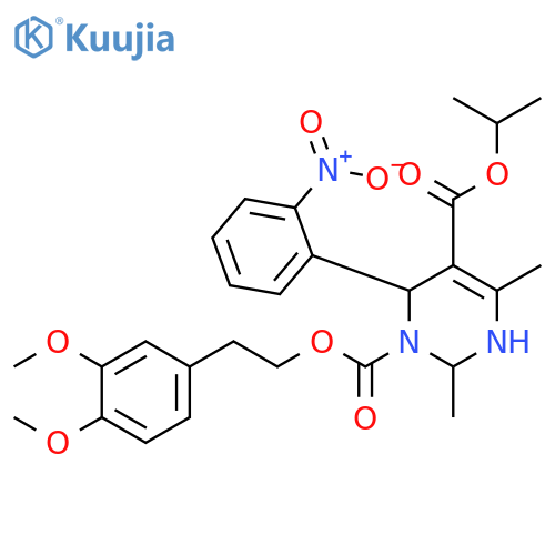 1,5(2H)-Pyrimidinedicarboxylic acid,3,6-dihydro-2,4-dimethyl-6-(2-nitrophenyl)-,1-[2-(3,4-dimethoxyphenyl)ethyl] 5-(1-methylethyl) ester structure