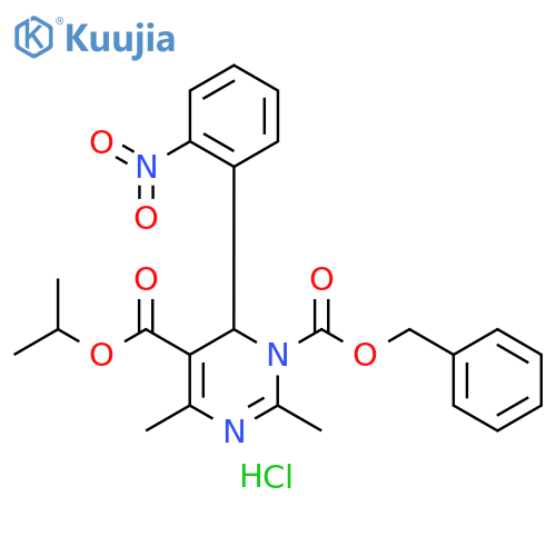 1,5(6H)-Pyrimidinedicarboxylic acid, 2,4-dimethyl-6-(2-nitrophenyl)-, 5-(1-methylethyl) 1-(phenylmethyl) ester, hydrochloride (1:1) structure