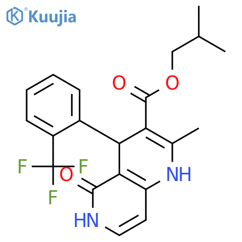 1,6-Naphthyridine-3-carboxylic acid, 1,4,5,6-tetrahydro-2-methyl-5-oxo-4-[2-(trifluoromethyl)phenyl]-, 2-methylpropyl ester, (±)- structure
