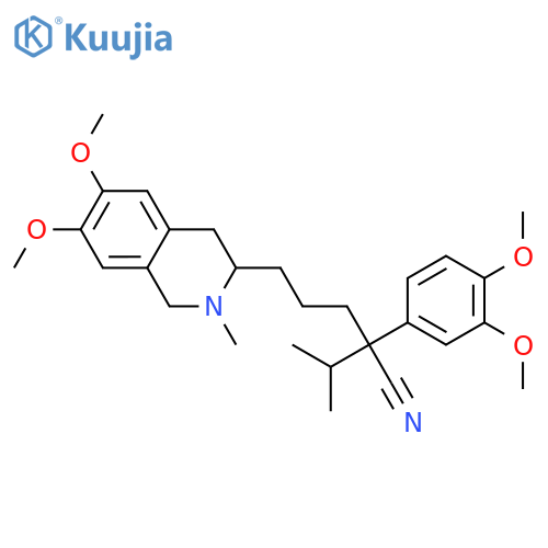 3-Isoquinolinepentanenitrile,a-(3,4-dimethoxyphenyl)-1,2,3,4-tetrahydro-6,7-dimethoxy-2-methyl-a-(1-methylethyl)-, hydrochloride(1:1) structure