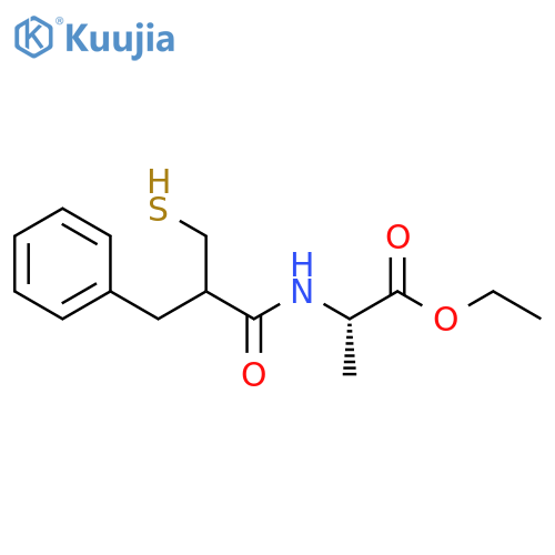 L-Alanine, N-[2-(mercaptomethyl)-1-oxo-3-phenylpropyl]-, ethyl ester structure