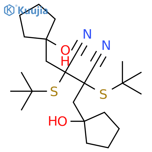 Butanedinitrile,2,3-bis[(1,1-dimethylethyl)thio]-2,3-bis[(1-hydroxycyclopentyl)methyl]- structure